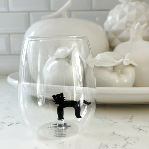 Anthropologie Other - Anthropologie Eerie Cat 🐈‍⬛ Stemless Wine Glass